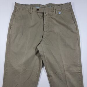 Angelo Nardelli Men's Chino Pants Olive Green Cotton Blend Stretch Size 52 Italy